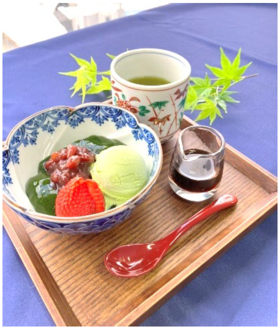 抹茶葛粉糕×抹茶冰淇淋附时令水果